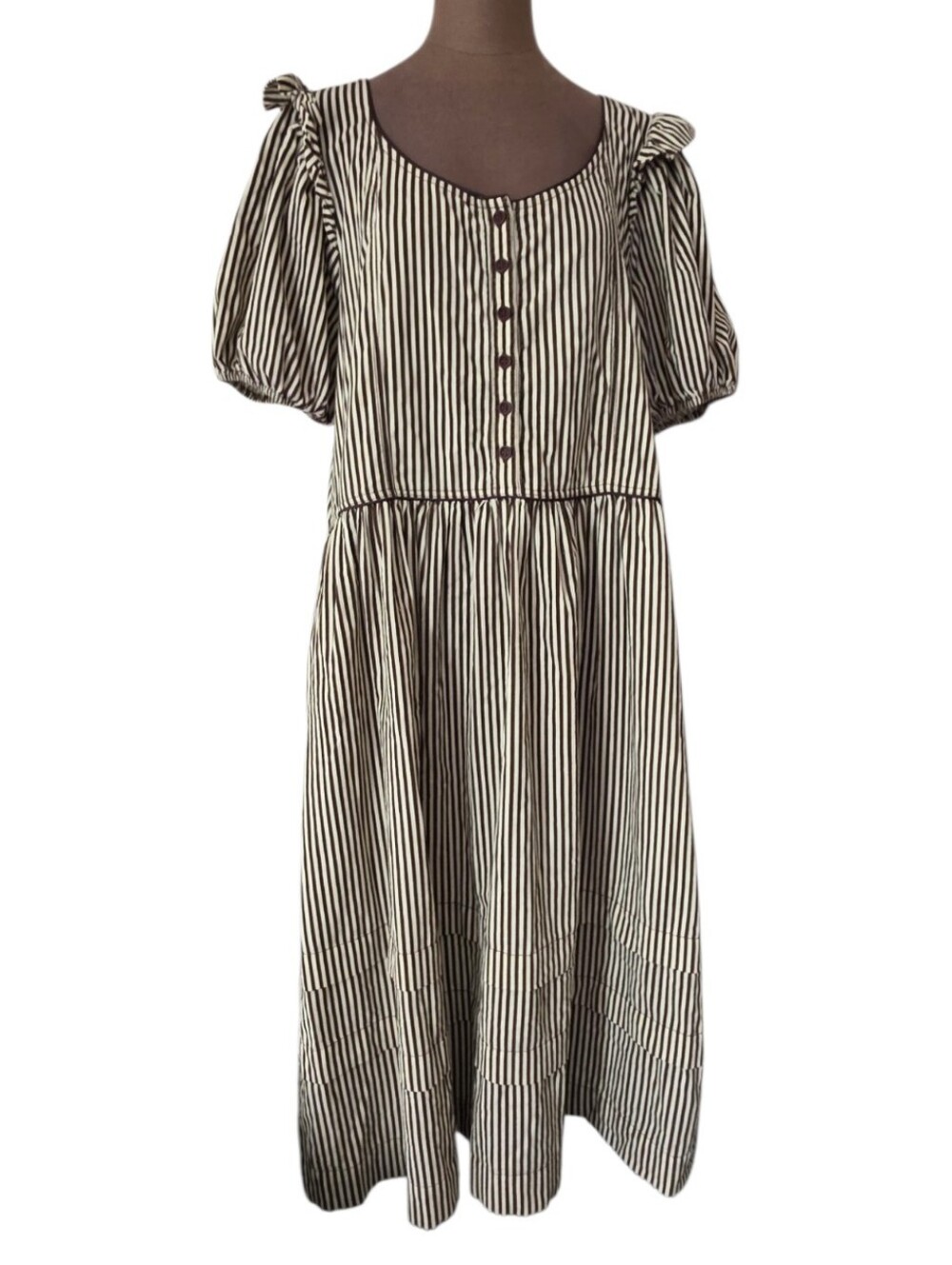 Free People Collier Cord Midi Dress – Brown Stripe Size Large - Picture 9 of 15